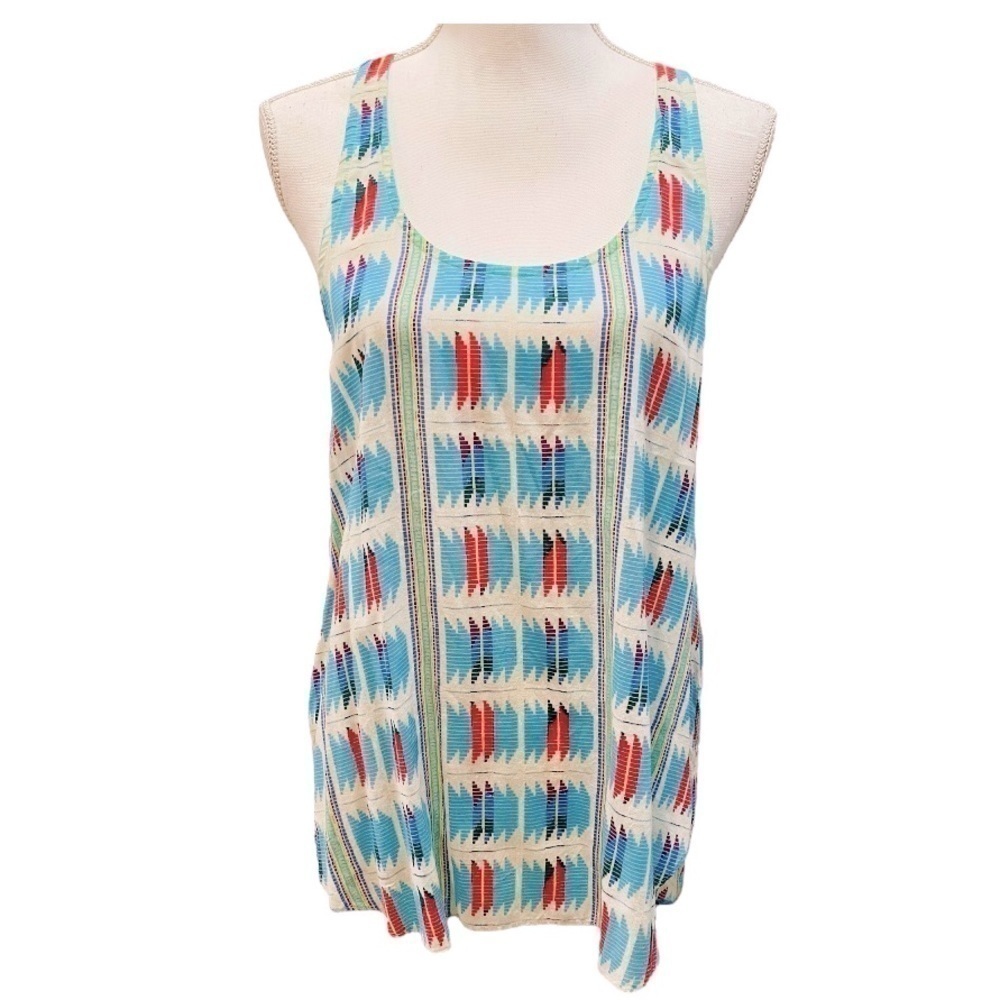 American Eagle Blue, Green and Red Sleeveless Blouse Medium NWT NEW!